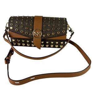 MICHAEL KORS Greenwich Studded Saffiano Leather Convertible Shoulder Bag
